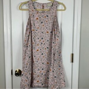 Cynthia Rowley Pink Floral Swing Dress with Green and Orange Accents
